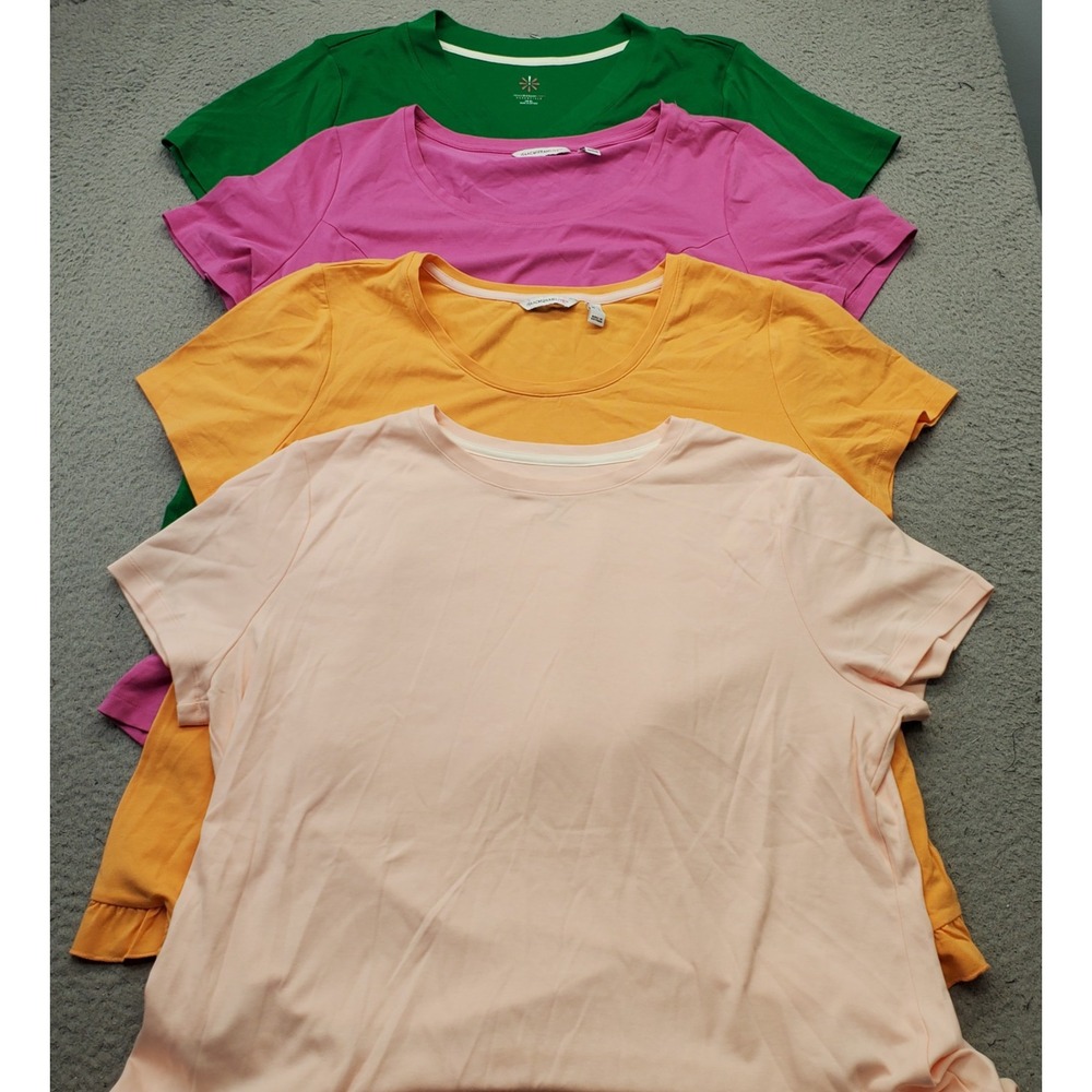 Lot Of 4 Isaac Mizrahi Live Essentials T-Shirt Womens XL Multi Ruffle Hem Tees